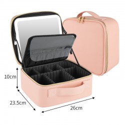 Organizer DIY Dividers Travel makeup bag with led mirror Cosmetic Train Case 