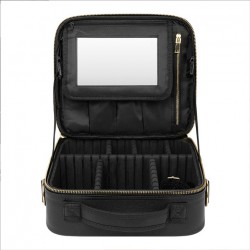 Organizer DIY Dividers Travel makeup bag with led mirror Cosmetic Train Case 