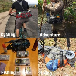 Multifunctional Outdoor Waist Bag Waterproof Fanny Pack Camping Climbing Hiking Waist Belt Bag with 2 Water Bottle Holder